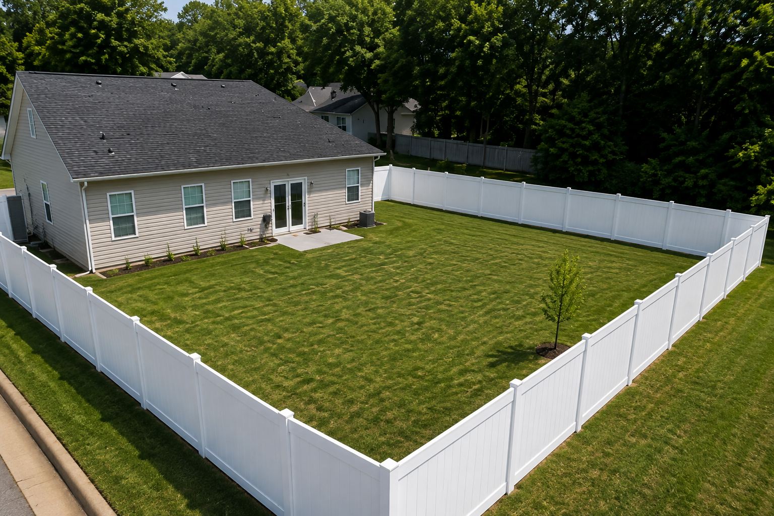 Vinyl fence installed by Ground Hog Fencing — example 1